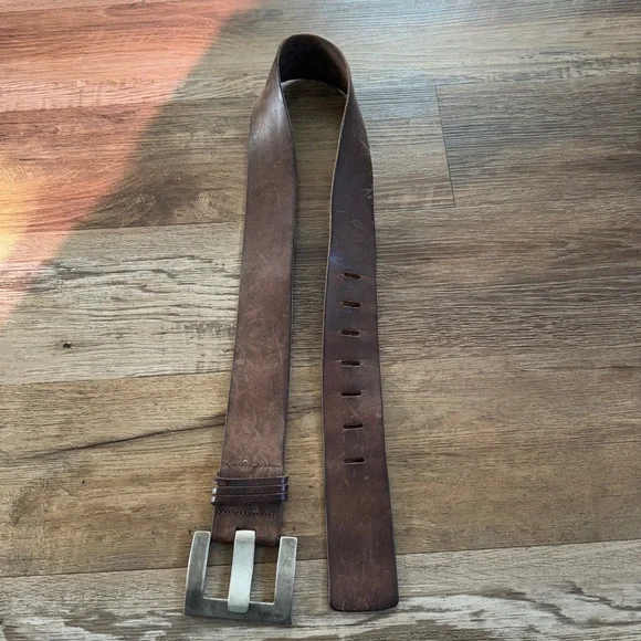 Diesel Brown leather silver buckle belt 34 - Picture 5 of 9